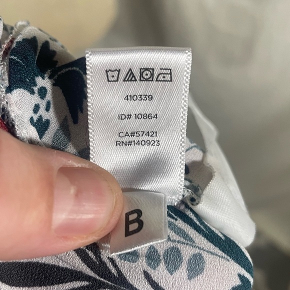 LOFT Sheer Floral Tie Neck High Collard Long Sleeve Blouse Size M - Picture 7 of 7